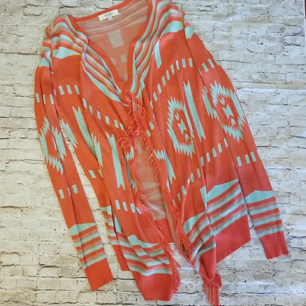 Aztec fringe cardigan